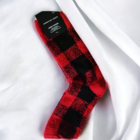 NWT - Cozy Buffalo Check Marled Knit Fuzzy Socks - Picture 4 of 4